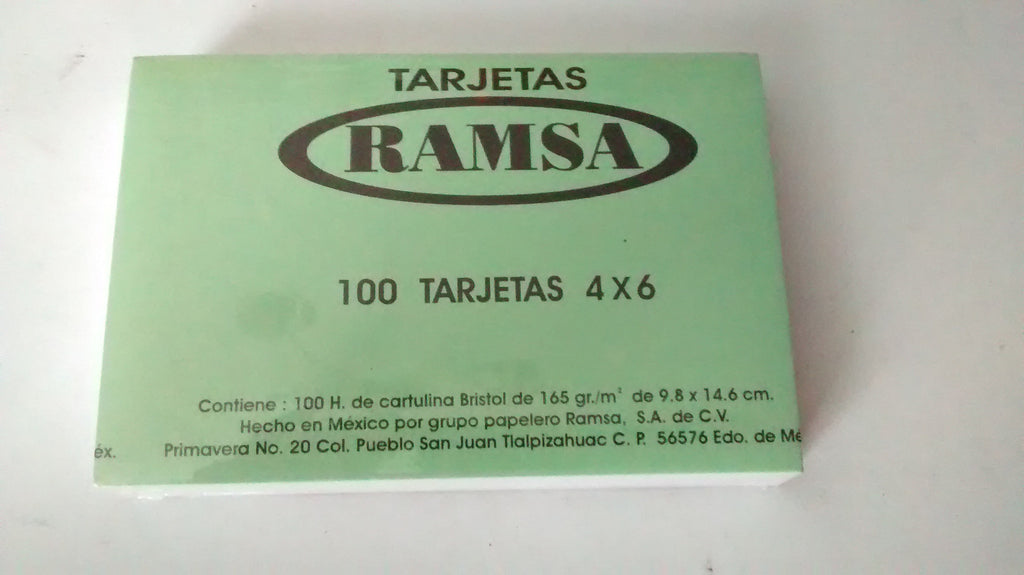 TARJETAS BLANCAS  DE 4X6 MARCA RAMSA