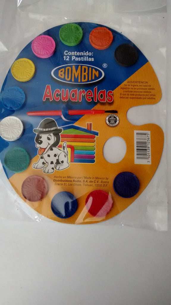 ACUARELAS MARCA BOMBIN DE 12PZS