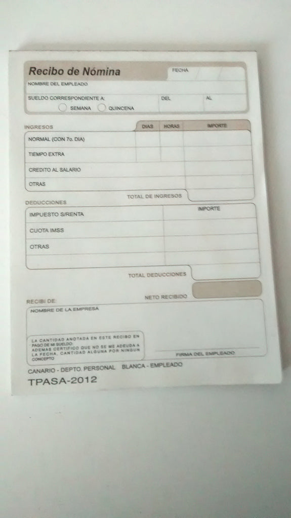RECIBO DE NOMINA